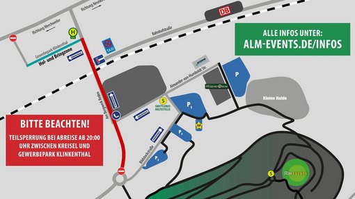 Lageplan und Umleitung während Alm-Event