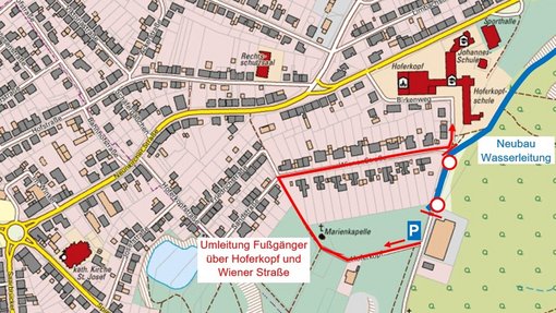 Karte mit eingezeichneter Umleitung